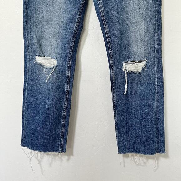 MOTHER Pixie Tomcat Crop Distressed Jeans Size 26 Not Cut & Pasted Button Fly - Picture 5 of 11